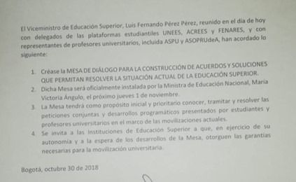 Ministra Angulo instalará mesa de diálogo con estudiantes