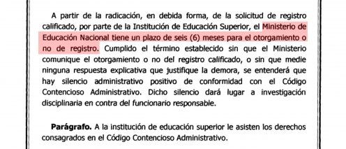 Si Mineducación no resuelve registro calificado en 6 meses, se puede iniciar la oferta del programa