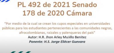 A punto de ser ley una recomendación a las universidades públicas para dar cupos a afros