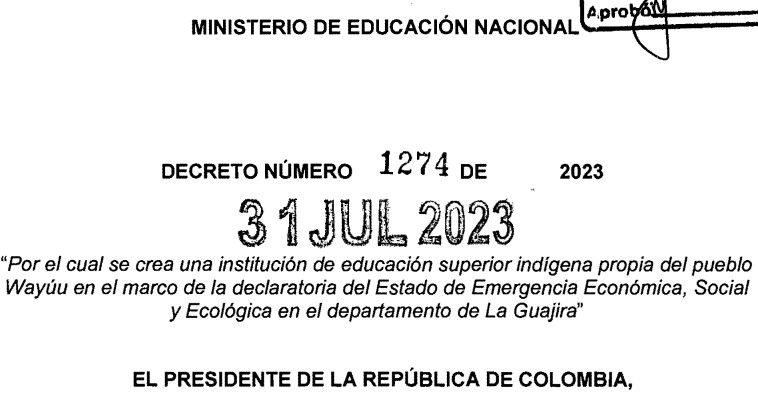 Vía decreto de emergencia social, Gobierno crea una nueva IES en La Guajira