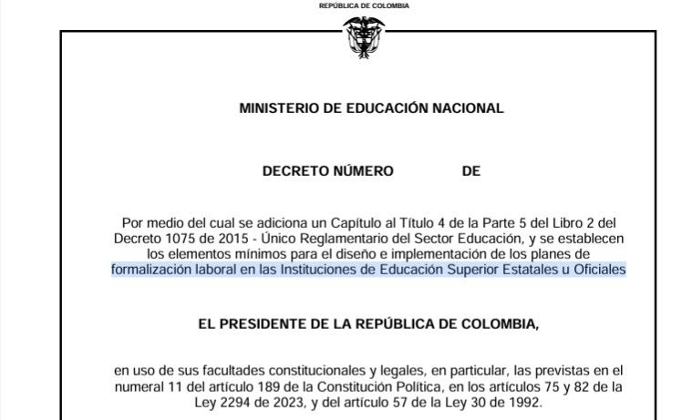 Gobierno alista decreto para formalizar vinculación de docentes ocasionales y de cátedra en IES públicas
