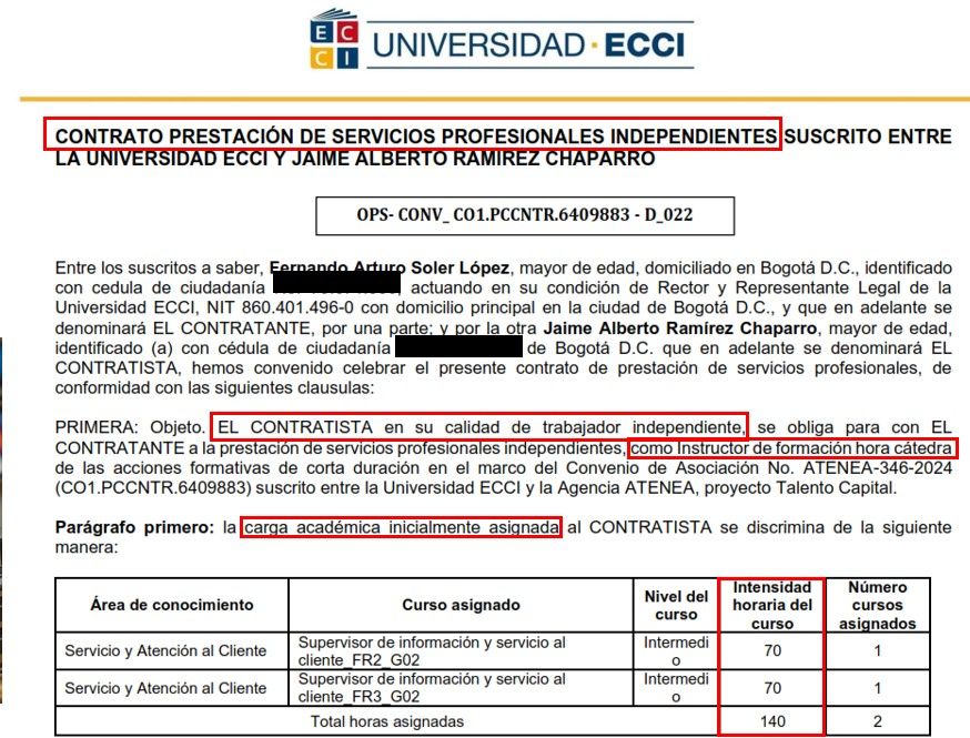 Universidad ECCI, otra IES privada que ilegalmente paga labor de docencia por honorarios