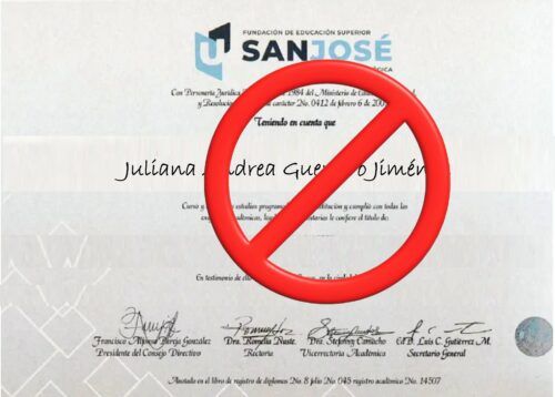 El título de Juliana Guerrero, ¿puede anularse, revocarse, declarar falso?, ¿cuál es la responsabilidad de la San José?